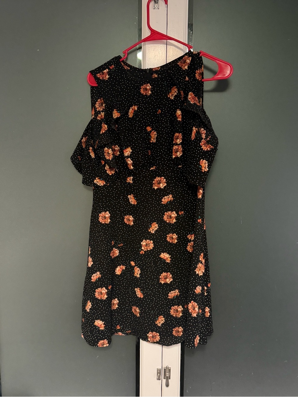 Kimchi Blue Black Floral Mini Dress with Orange Bouquet Print